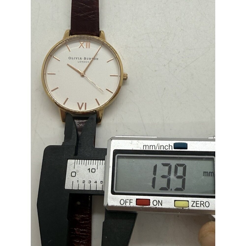 Olivia Burton Sunray Watch Women Rose Gold Tone Brown Leather Band White Face - Picture 6 of 8